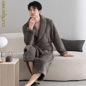 睡袍长款 秋冬季 珊瑚绒加厚加绒法兰绒浴袍男款 睡衣男士 加大码 浴衣