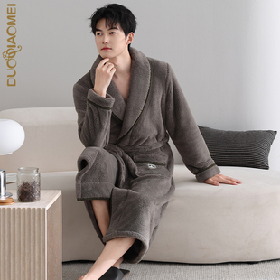 加大码 睡衣男士 珊瑚绒加厚加绒法兰绒浴袍男款 秋冬季 浴衣 睡袍长款