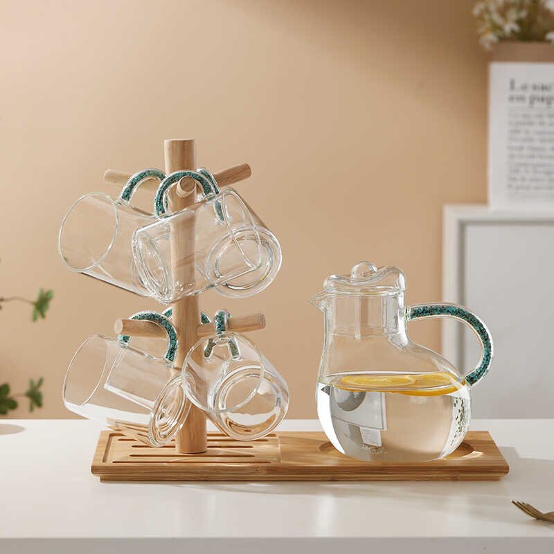 北美绿松石玻璃耐高温凉茶壶套装家用装水容器大容量冷水壶水杯