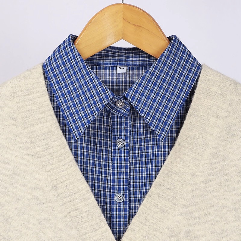 新款格子衬衫领假领子女秋冬季卫衣毛衣打底配饰多功能护颈衬衣领