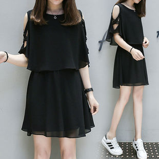 胖妹妹时髦洋气减龄百搭裙子 女装 2026夏季 雪纺收腰显瘦连衣裙大码