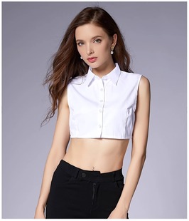 修身 职业白色无袖 韩版 假领子女2025春秋冬季 打底衬衣休闲上衣 衬衫