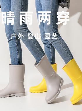 日系雨鞋女成人中筒时尚款雨靴水鞋防水防滑耐磨软底