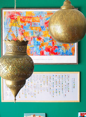 Moroccan Lamp 摩洛哥镂空雕花吊灯星空银河民宿装饰黄铜灯罩吊饰