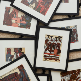 埃塞俄比亚马皮画经典 饰收藏进口 手工彩绘沙画明信片框画手绘装