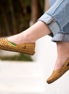 Indian Leather shoes 印度手工编织水牛皮皮鞋复古城市皮革拖鞋