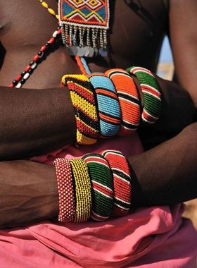 手工首饰男女牛皮珠子东非