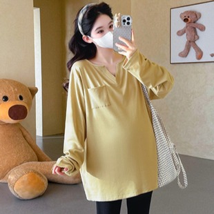 孕妇装春装时尚简约百搭长袖上衣2026新款孕妇T恤春季怀孕衣服春