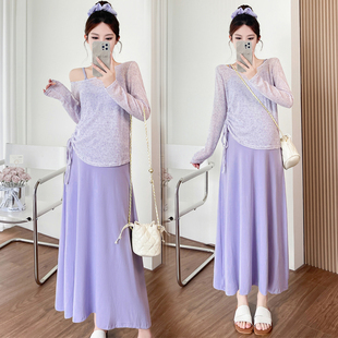 孕妇装夏装防晒罩衫夏季吊带裙孕妇套装连衣裙夏天两件套休闲裙子