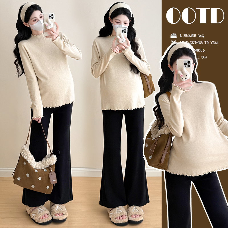 孕妇装秋装简约百搭长袖针织上衣