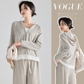 连帽上衣春季 长袖 阔腿裤 春秋孕妇套装 运动两件套春 孕妇装 时尚 春装