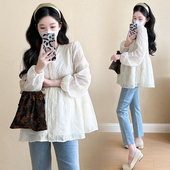 春装 春季 蕾丝刺绣长袖 孕妇衬衫 简约休闲衬衣春 上衣2026新款 孕妇装