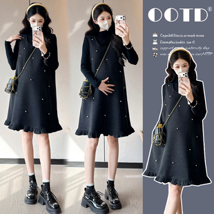 孕妇装秋冬装长袖上衣冬装毛呢背心裙两件套连衣裙套装裙子孕妇裙