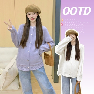 针织衫 长袖 开衫 毛衣外套时尚 衣服冬 孕妇装 简约百搭上衣秋冬装 秋装