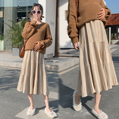 春装 中长款 百褶托腹宽松大码 孕妇装 怀孕春季 外穿孕妇裙