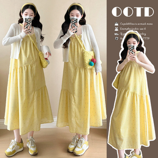 孕妇装夏装防晒开衫夏季吊带裙时尚休闲两件套连衣裙孕妇套装裙子