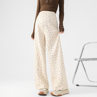 宽松大码 外穿波点休闲阔腿裤 怀孕长裤 秋装 孕妇裤 百搭糯米裤 子秋季