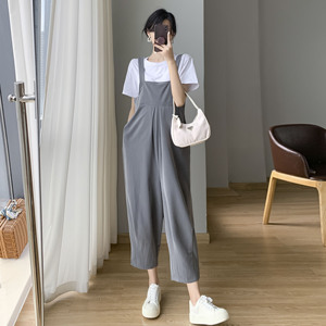 孕妇背带裤2023新款孕妇装夏装怀孕裤子夏季外穿宽松休闲九分裤夏