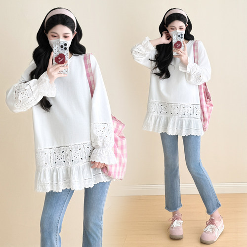 孕妇秋装设计感重工两张长袖上衣