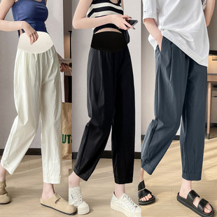 孕妇夏装托腹裤子夏季外穿直筒裤夏天怀孕九分裤宽松休闲萝卜裤夏