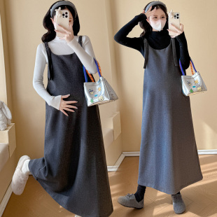 打底衫 长袖 秋季 背带裙秋冬装 裙子 孕妇装 简约两件套连衣裙套装 秋装