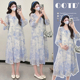 春装 休闲裙子春季 时尚 连衣裙宽松大码 孕妇裙A字裙 印染长袖 孕妇装