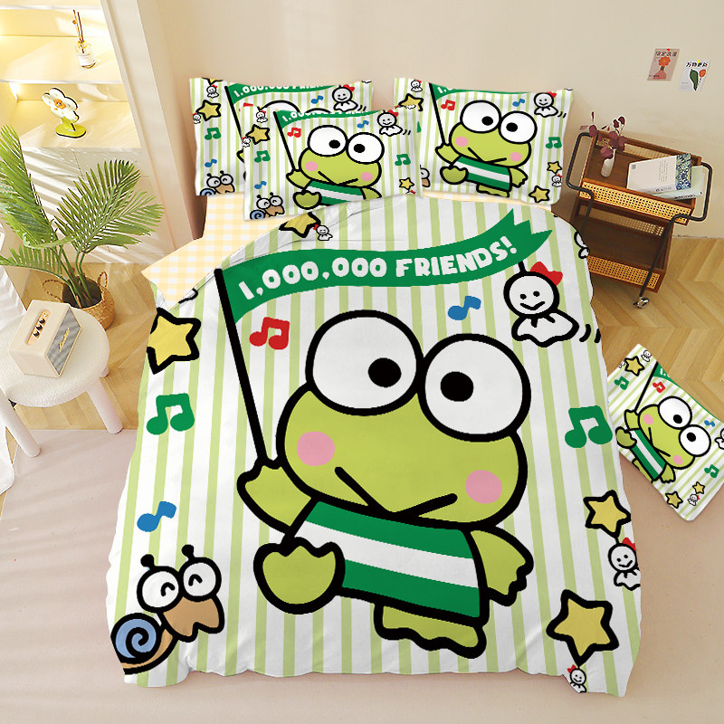 卡通可爱大眼蛙纯棉四件套