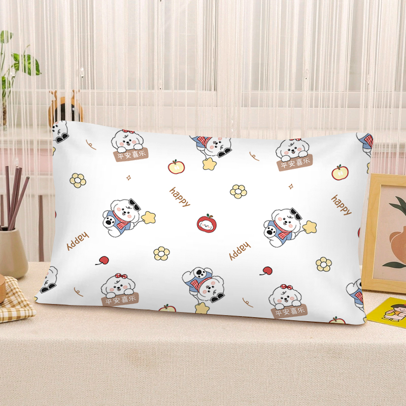 可爱卡通简约拼图水晶绒枕套女生寝室冬季保暖学生宿舍单人枕头套
