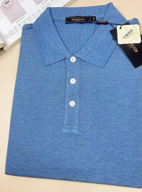 雅戈尔男士短袖翻领POLO衫夏季商务休闲凉感透气蓝色T恤533078HCA