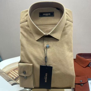 专柜1280元 雅戈尔长袖衬衫男秋冬正品商务针织面料衬衣119784XFY