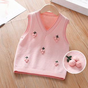 童装春秋款女童马甲宝宝毛衣女孩中大童儿童马甲洋气女童针织背心