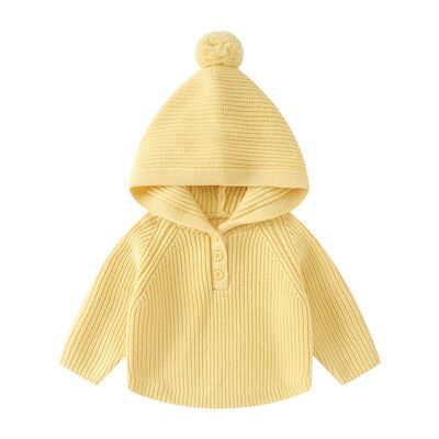 婴幼儿针织毛衣打底外套秋冬新款洋气儿童宝宝衣服连帽巫师帽上衣