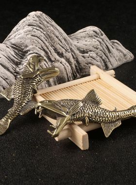 亚马逊龙鱼仿古玩古董黄铜工艺品霸气海洋大鱼茶宠桌宠