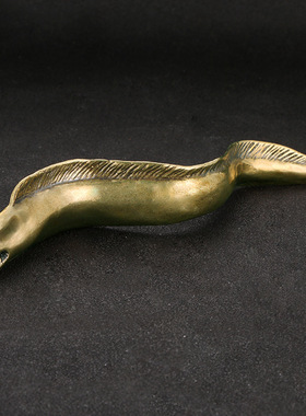 复古做旧纯黄铜带鱼深海巨兽摆件办公室书桌摆设古铜工艺品