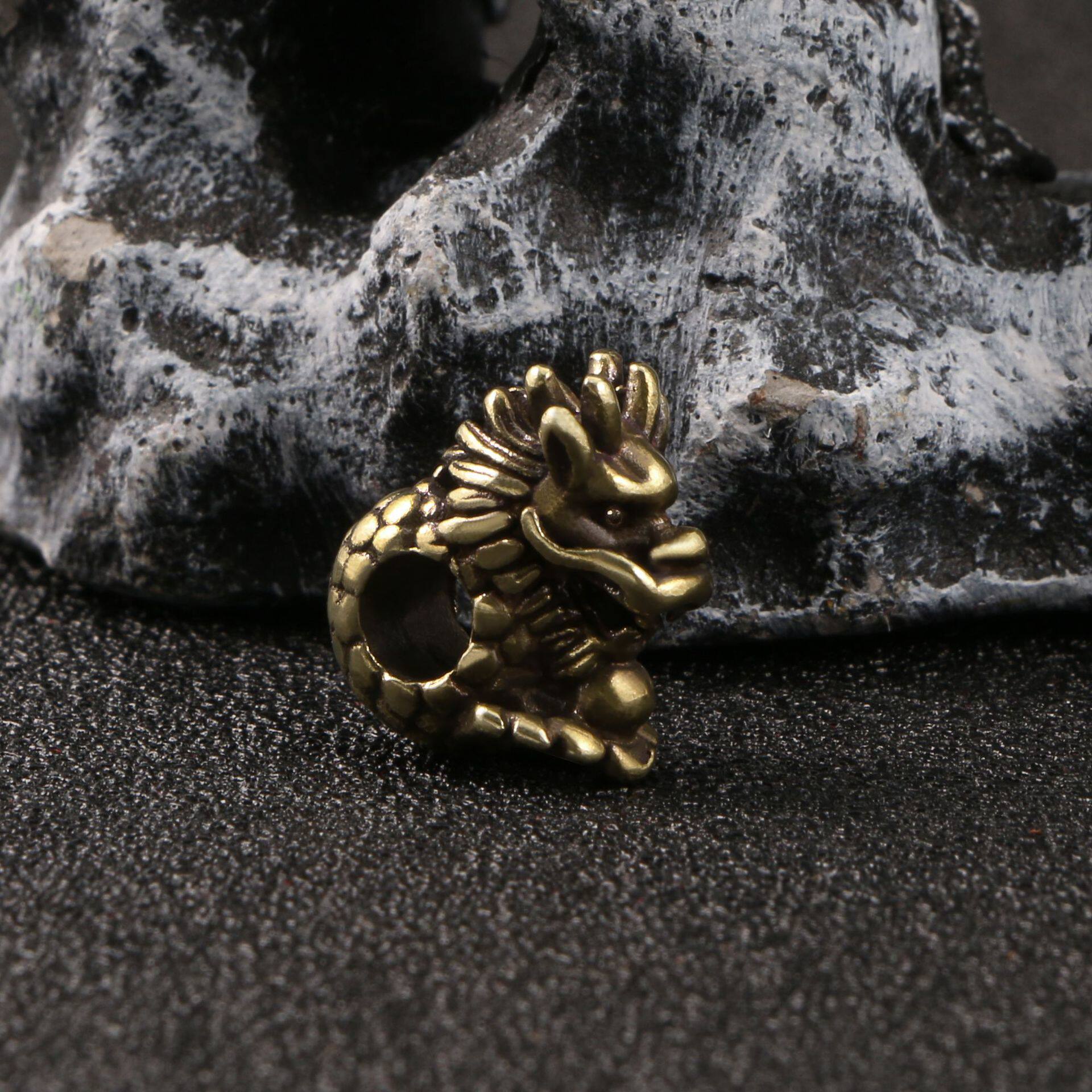 复古黄铜龙头钥匙扣挂件diy手绳配件手链配饰包包挂饰古铜工艺品