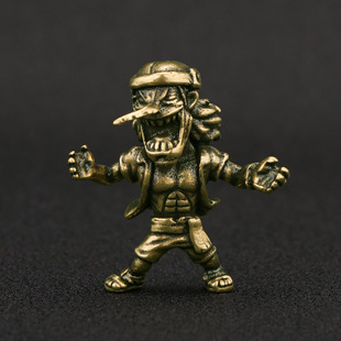 仿古铜手办日漫动画鱼人团长阿龙黄铜摆件办公桌面摆设书房