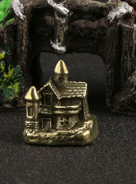 跨境黄铜做旧别墅小房子摆件田园童话屋创意茶宠办公桌古玩