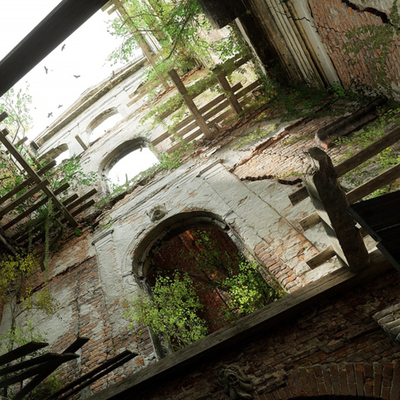 UE5废土庄园废弃扫描别墅末世风格废弃房屋3A扫描资产