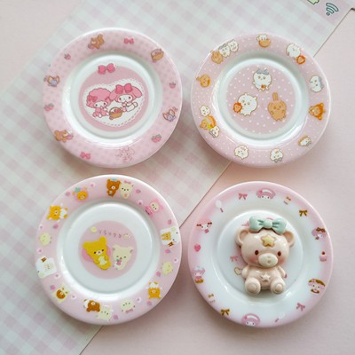 微缩仿真卡通美乐蒂食玩盘子娃屋捏捏装饰圆盘diy奶油胶树脂配件