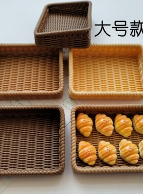 微缩仿真大号面包筐食玩盘子娃娃屋捏捏装饰盘手工diy奶油胶配件