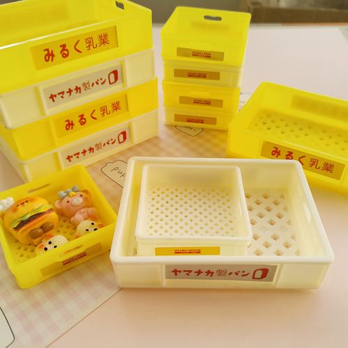 微缩仿真塑料面包收纳筐食玩盘子娃娃屋捏捏装饰摆件手工diy配件