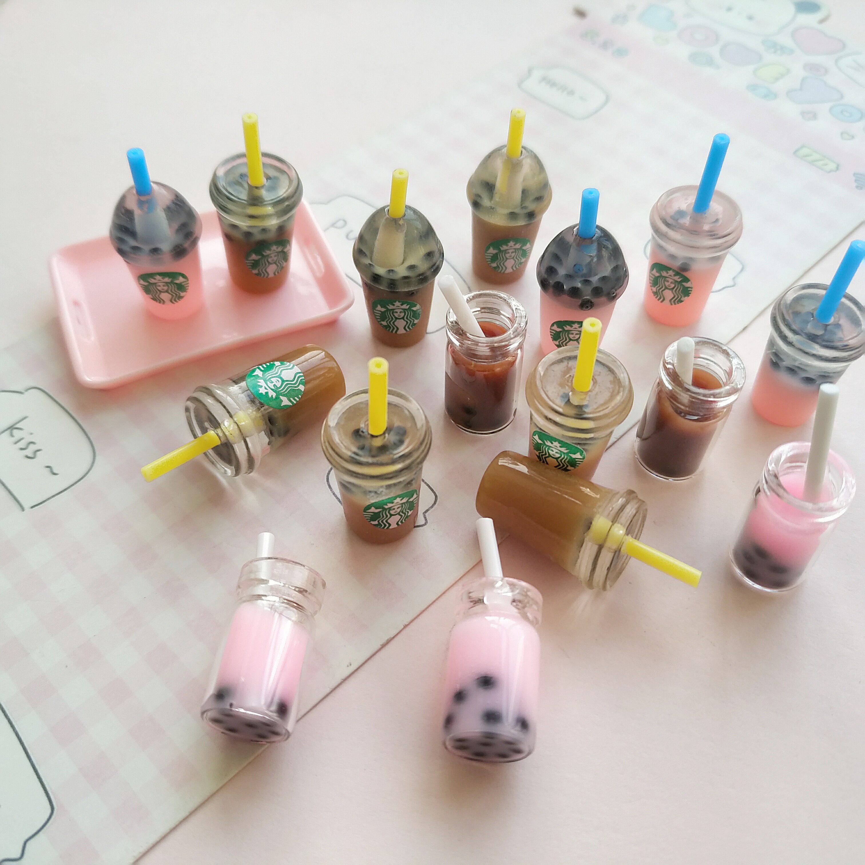 微缩仿真食玩饮料珍珠奶茶模型娃屋捏捏装饰立体摆件手工diy配件