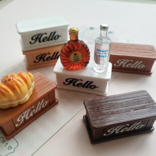 微缩仿真咖色酒屋小吧台娃娃屋捏捏装饰立体摆件手工diy树脂配件