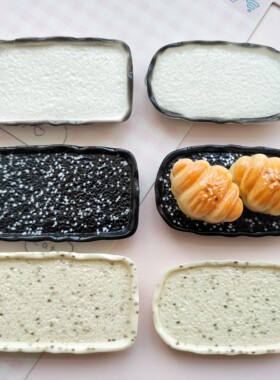 微缩仿真日式简约食玩盘子娃娃屋捏捏装饰盘摆件手工diy树脂配件
