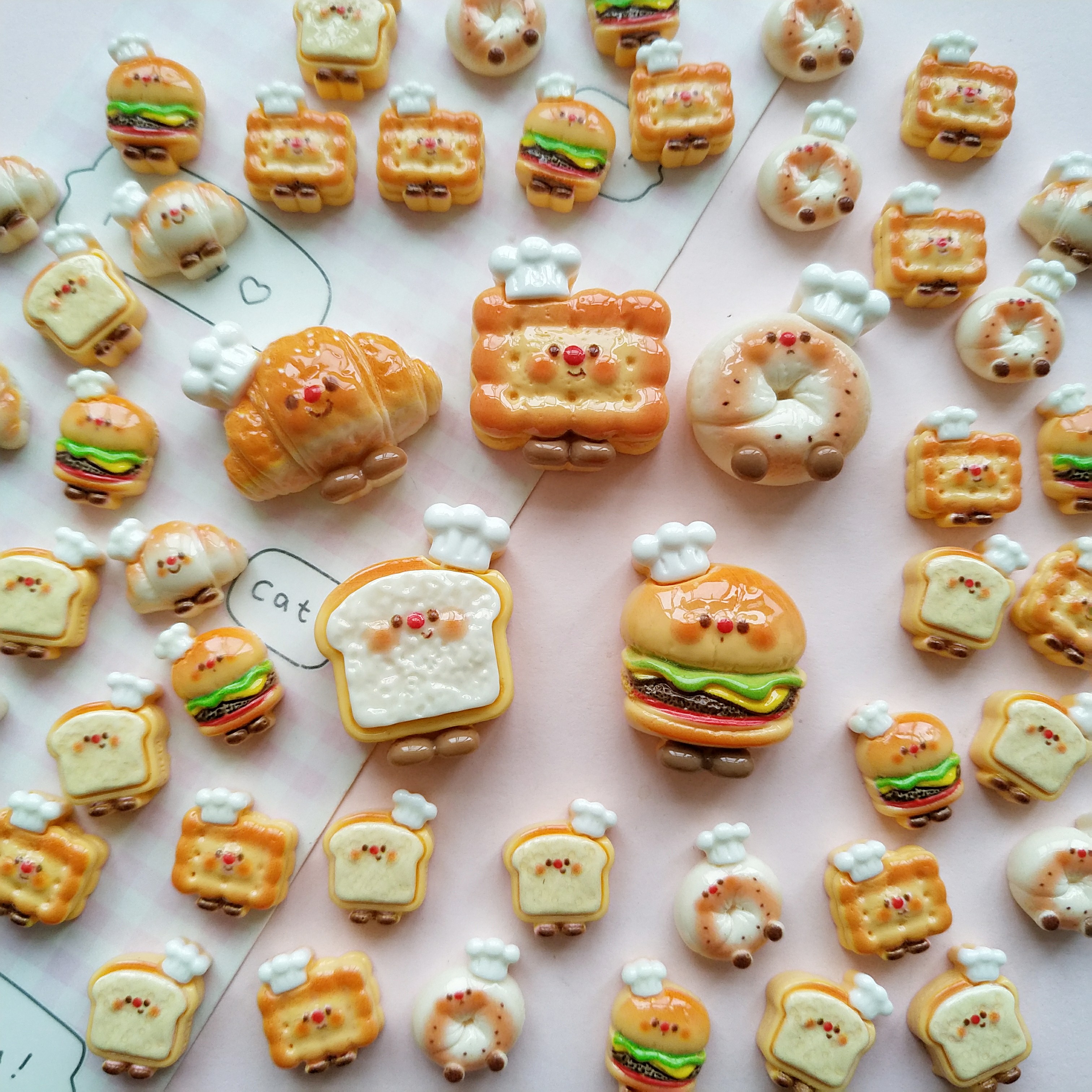 卡通迷你食玩饼干甜甜圈树脂饰品配件手工diy奶油胶发夹点缀材料