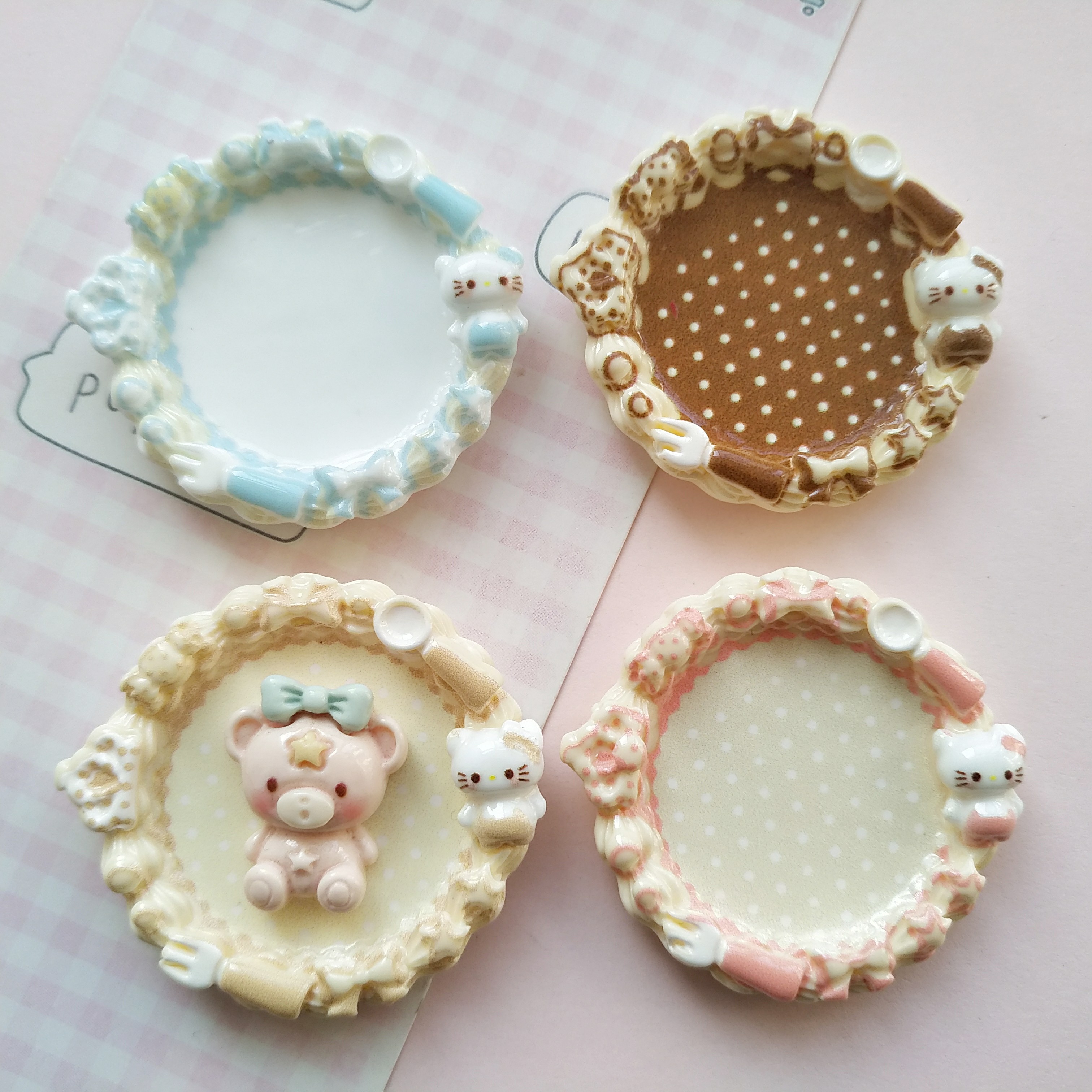 微缩仿真kt餐具勺食玩盘子娃屋捏捏装饰圆盘摆件手工diy树脂配件