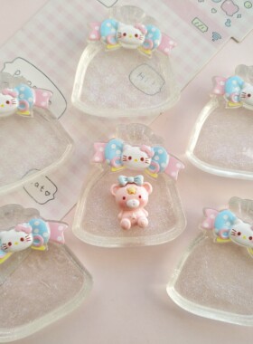 微缩仿真透色kt福袋食玩盘子娃屋捏捏装饰盘摆件手工diy树脂配件