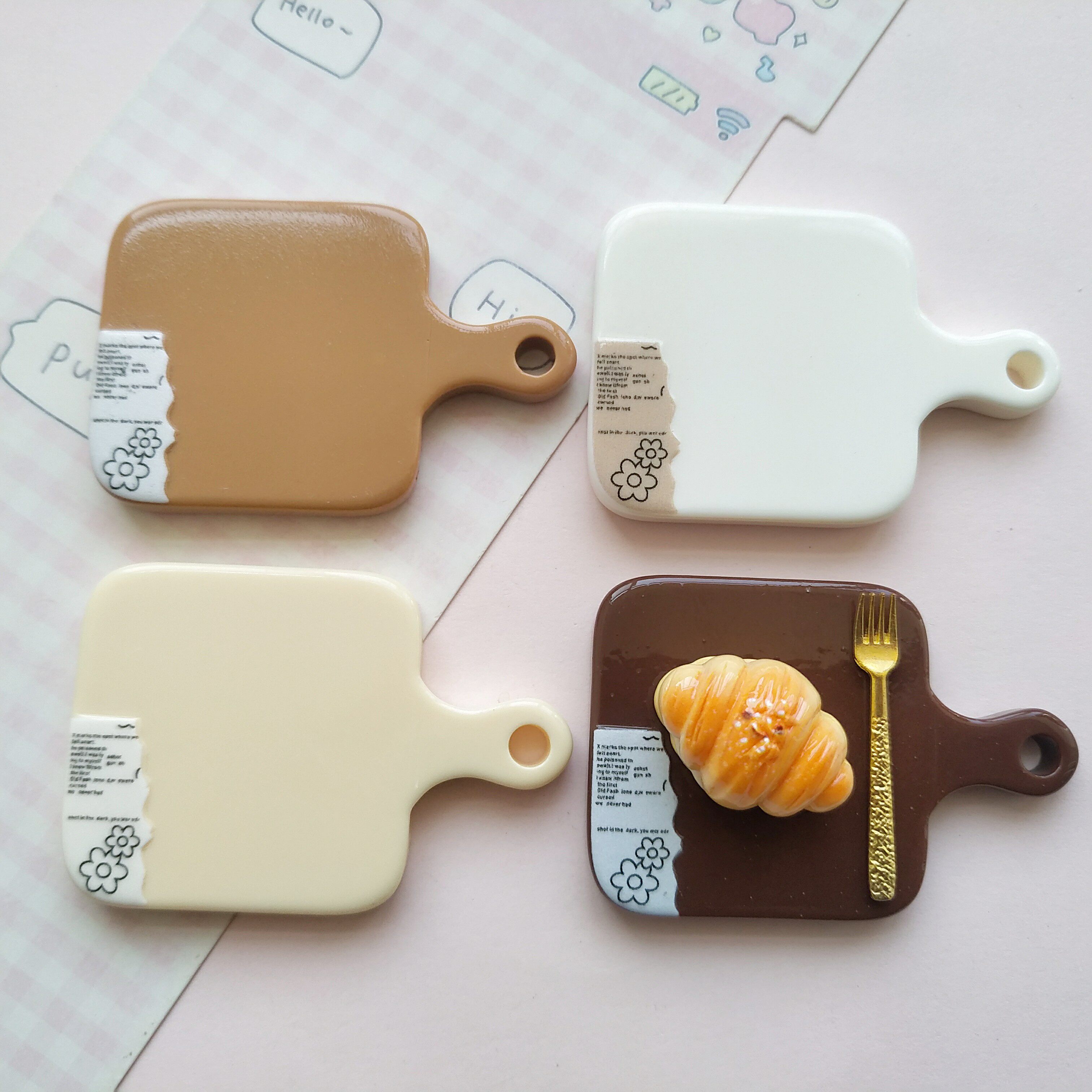 微缩仿真报纸披萨食玩盘子娃屋捏捏装饰盘手工diy奶油胶树脂配件