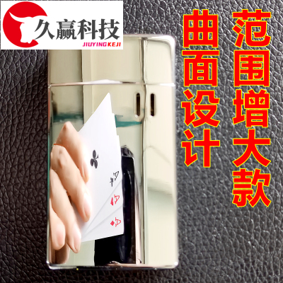推二张耐磨损高清反光金花认扑克识牌镜面火机底照打火机钛钢充气
