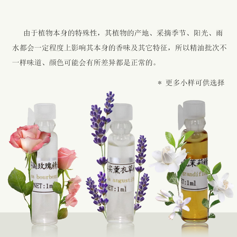 纯单方精油1ml玫瑰茉莉薰衣草檀香茶树甜橙薄荷橙花香薰植物天然